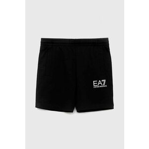 Detské bavlnené šortky EA7 Emporio Armani čierna farba vyobraziť