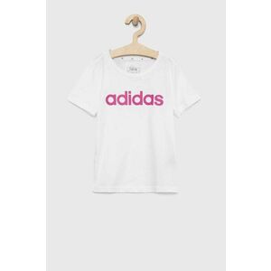 Detské bavlnené tričko adidas G LIN biela farba vyobraziť