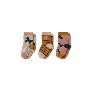 Detské ponožky Liewood 3-pak béžová farba vyobraziť