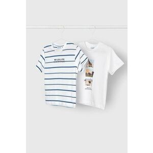 Detské bavlnené tričko Mayoral 2-pak biela farba, s potlačou vyobraziť