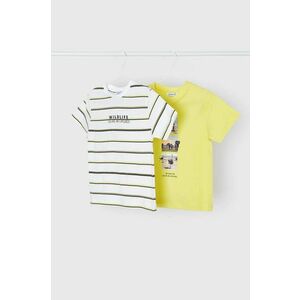 Detské bavlnené tričko Mayoral 2-pak žltá farba, s potlačou vyobraziť