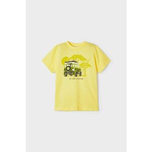 Detské bavlnené tričko Mayoral žltá farba, s potlačou vyobraziť