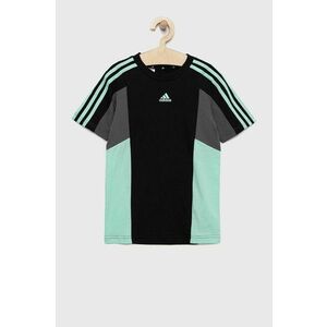 Detské bavlnené tričko adidas U 3S CB TEE čierna farba, vzorované vyobraziť