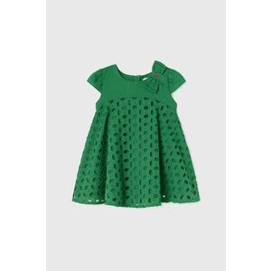 Detské bavlnené šaty Mayoral zelená farba, mini, áčkový strih vyobraziť