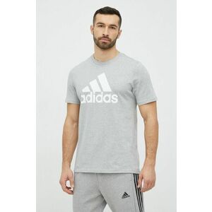 Bavlnené tričko adidas šedá farba, s potlačou vyobraziť