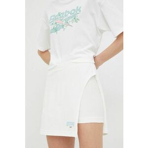 Bavlnená sukňa Reebok Classic biela farba, mini, rovný strih vyobraziť