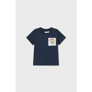 Detské bavlnené tričko Mayoral tmavomodrá farba, s potlačou vyobraziť