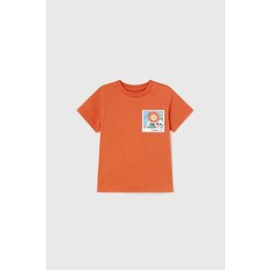 Detské bavlnené tričko Mayoral oranžová farba, s potlačou vyobraziť