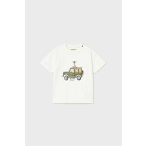 Detské bavlnené tričko Mayoral béžová farba, s potlačou vyobraziť