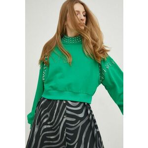 Bavlnená mikina Answear Lab dámska, zelená farba, s nášivkou vyobraziť