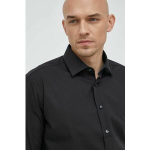 Bavlnená košeľa Seidensticker pánska, čierna farba, slim, s klasickým golierom vyobraziť