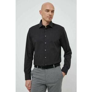 Bavlnená košeľa Seidensticker pánska, čierna farba, slim, s klasickým golierom vyobraziť