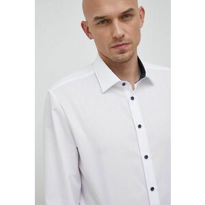 Bavlnená košeľa Seidensticker pánska, biela farba, slim, s klasickým golierom vyobraziť