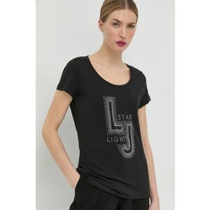 Bavlnené tričko Liu Jo čierna farba vyobraziť