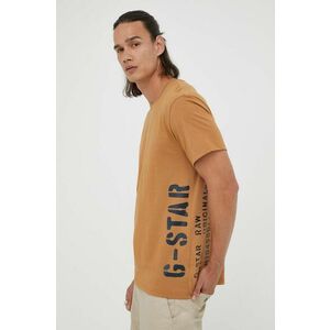 Bavlnené tričko G-Star Raw hnedá farba, s potlačou vyobraziť