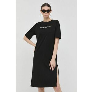 Bavlnené šaty Armani Exchange čierna farba, mini, rovný strih vyobraziť