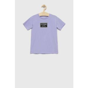 Detské tričko Guess fialová farba, s nášivkou vyobraziť
