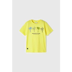 Detské bavlnené tričko Mayoral žltá farba, s potlačou vyobraziť