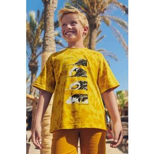 Detské bavlnené tričko Mayoral žltá farba, vzorovaný vyobraziť