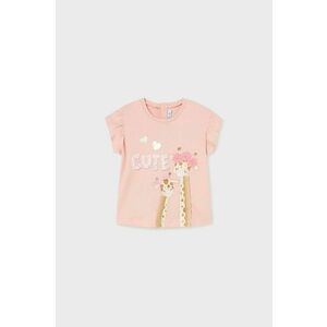 Detské bavlnené tričko Mayoral ružová farba vyobraziť