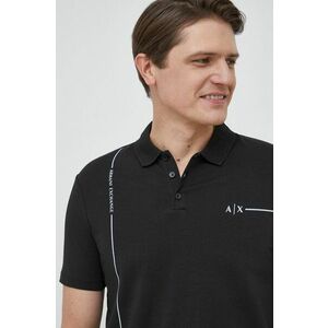 Polo tričko Armani Exchange pánske, čierna farba, s potlačou vyobraziť