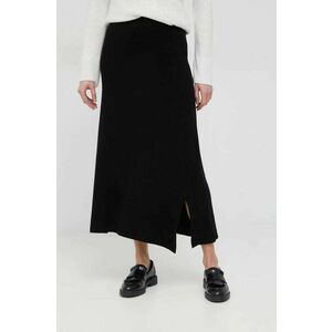 Vlnená sukňa Dkny čierna farba, maxi, rovný strih vyobraziť