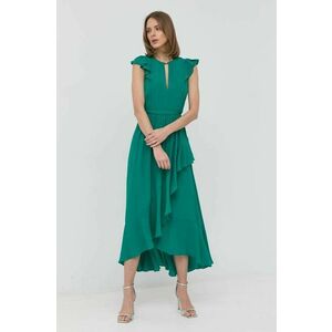 Šaty s prímesou hodvábu Twinset zelená farba, maxi, áčkový strih vyobraziť
