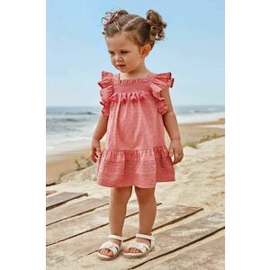 Detské bavlnené šaty Mayoral ružová farba, mini, rovný strih vyobraziť