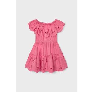 Dievčenské bavlnené šaty Mayoral ružová farba, mini, áčkový strih vyobraziť
