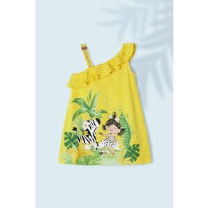 Dievčenské bavlnené šaty Mayoral žltá farba, mini, rovný strih vyobraziť