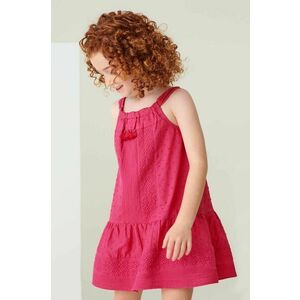 Dievčenské bavlnené šaty Mayoral bordová farba, midi, rovný strih vyobraziť