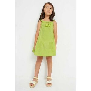 Dievčenské bavlnené šaty Mayoral zelená farba, midi, rovný strih vyobraziť