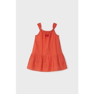 Dievčenské bavlnené šaty Mayoral oranžová farba, midi, rovný strih vyobraziť