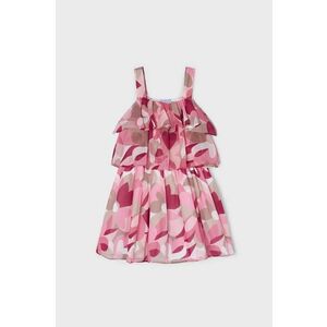Dievčenské šaty Mayoral ružová farba, mini, rovný strih vyobraziť