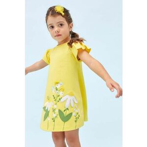 Dievčenské šaty Mayoral žltá farba, mini, áčkový strih vyobraziť