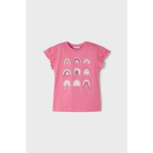 Detské bavlnené tričko Mayoral ružová farba vyobraziť