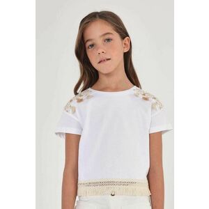 Detské bavlnené tričko Mayoral biela farba vyobraziť