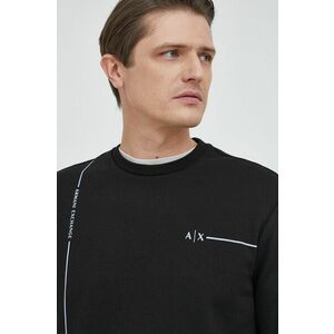 Mikina Armani Exchange pánska, čierna farba, vzorovaná vyobraziť