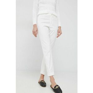 Nohavice Polo Ralph Lauren dámske, béžová farba, rovné, vysoký pás vyobraziť
