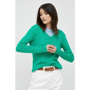 Bavlnený sveter Polo Ralph Lauren dámsky, zelená farba, tenký vyobraziť