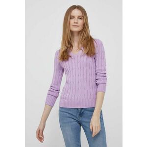 Bavlnený sveter Polo Ralph Lauren dámsky, fialová farba, tenký vyobraziť