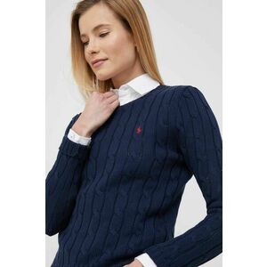 Bavlnený sveter Polo Ralph Lauren dámsky, tmavomodrá farba vyobraziť