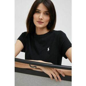 Bavlnené tričko Polo Ralph Lauren čierna farba vyobraziť