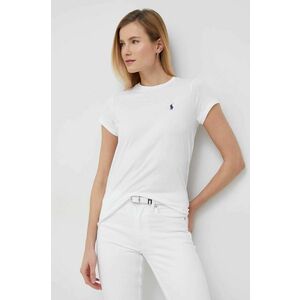 Bavlnené tričko Polo Ralph Lauren biela farba vyobraziť