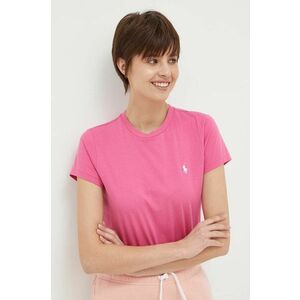 Bavlnené tričko Polo Ralph Lauren ružová farba vyobraziť
