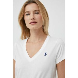 Bavlnené tričko Polo Ralph Lauren biela farba vyobraziť