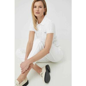 Bavlnené polo tričko Polo Ralph Lauren biela farba vyobraziť