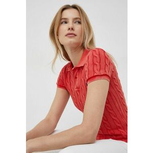Bavlnené polo tričko Polo Ralph Lauren červená farba vyobraziť