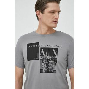 Bavlnené tričko Armani Exchange šedá farba, vzorované vyobraziť