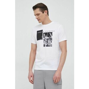 Bavlnené tričko Armani Exchange biela farba, vzorované vyobraziť